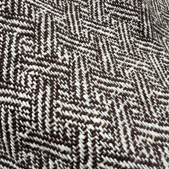 Rare Vintage Women's Wool Blend Herringbone Brown & Cream Skirt W/buttons - Picture 11 of 12